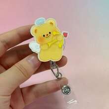 1个2D卡通熊医生、护士、教师证件夹 - 可伸缩证件卡套，可爱熊造型，耐用亚克力材质，医疗角色设计，教师、母亲、护士节日礼物 - 多色 - 查看 9