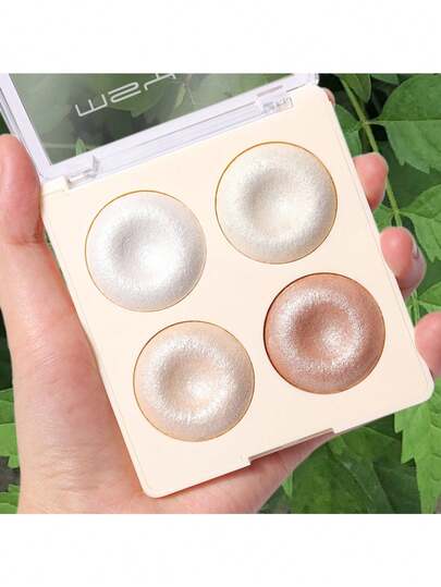 Paleta de colorete en polvo de perla de 4 colores MSYAHO, maquillaje todo en uno con contorno, iluminador y sombra de ojos