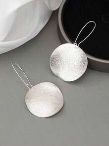 Round Drop Earrings - Silver - View 4