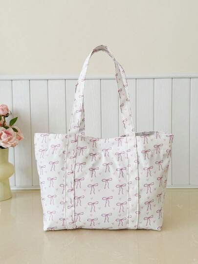 Fashionable Casual Large Capacity Bowknot Heart Bag, New Women's Underarm Bag, Minimalist Shoulder Crossbody Tote Bag