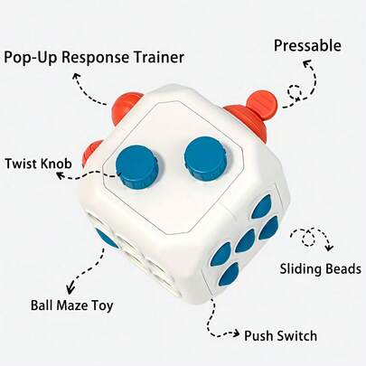 6-Sided Busy Ball Cube, Interactive Finger Exercise Cube, Multi-Functional Hand Fidget Cube Toy, Promotes Hand-Eye Coordination, Develops Motor Skills, Christmas/Birthday Gift