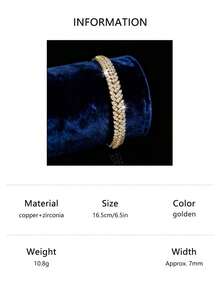 1 chiếc Vòng tay bằng đồng lúa mì đính đá Cubic Zirconia cổ điển thời trang & thanh lịch, thích hợp cho nhiều dịp, tiệc tùng & trang phục hàng ngày của phụ nữ, quà tặng trang sức giá cả phải chăng - lúa mì - Xem 14
