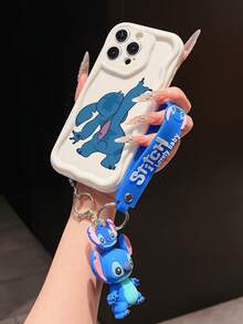 Disney Has Authorized, Phone Case - Chain Set, The Stitch Lilo & Stitch Phone Case Plus A Silicone 3D Or Fluffy Style Stitch Bracelet With Metallic Ring Removable Bracelet, Stitch And Angel Pattern, Compatible With Iphone 17/16/15/14/13/12/11/XS/XR/X Plus Pro Max, Wavy Design Phone Case For Girl, A Stylish Cartoon Summer Phone Case, The Perfect Gift Choice, Phone Protection, Durable Phone Cover, Great Gift For Friends And Family - Màu trắng kiểu A - Xem 3
