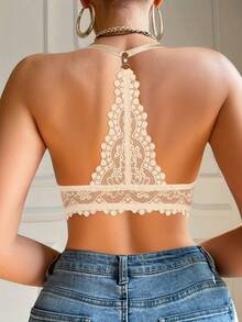 Hersunei Women's Front Closure Lace Underwire Bra - U-Back Design, Shapes Back Curve, Lifts Bust, Sexy & Comfortable, Fashionable & Versatile, Suitable For Daily And Special Occasions - Beige - View 2