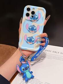 Estuche de teléfono autorizado por Disney - Set con cadena, Estuche de teléfono de Lilo y Stitch talla grande un brazalete de silicona 3D o de estilo esponjoso de Stitch con anillo metálico desmontable, diseño de Stitch y Angel, compatible con iPhone 17/16/15/14/13/12/11/XS/XR/X Plus Pro Max, Estuche de teléfono de diseño ondulado para chica, un estuche de teléfono de dibujos animados de verano con estilo, la opción de regalo perfecta, protección de teléfono, cubierta de teléfono duradera, un gran regalo para amigos y familiares - Estilo blanco A - Ver 6