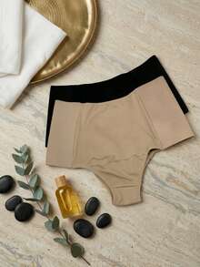 Kit 2 Calças Cinta Modeladora Cintura Alta Sem Costura Compressão Redutora Segura Barriga Conforto Diário - Preto - Visão 10