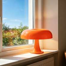 Orange Mushroom LED Desk Lamp 9.84in, Retro USB Table Light For Bedroom, Study, Office, Adjustable Brightness - Orange - View 8