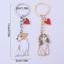 1pc Metal Jack Russell Terrier Dog Animal Enamel Heart Shaped Keychain Pendant Key Ring Suitable For Car Keys, Souvenir Gift For Women, Men, Handbag, Mother, Father, Graduation, Teacher - Multicolor - View 2