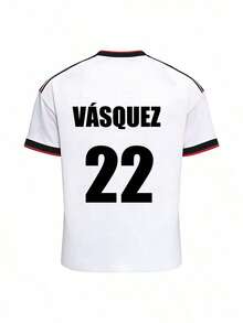 Camiseta de Fútbol para Hombre, Perfecta para el Equipo MEX, con la Impresión de "Vásquez con el Número 22" en la Espalda, Camiseta Deportiva Ideal, Cómoda y Transpirable, Disponible en Colores Blanco y Verde, Tallas S-XXXL. - Blanco - Ver 2