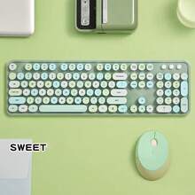 Bộ bàn phím và chuột không dây MOFii Sweet Series với các phím hoạt hình dễ thương nhiều màu sắc, kết nối không dây thẩm mỹ tươi mới và dễ chịu, thiết kế bo tròn tiện dụng giúp tránh rối dây, cầm nắm thoải mái, hoàn hảo cho gia đình, văn phòng, ký túc xá và trang trí bàn làm việc. (Không bao gồm pin) - Xem 14