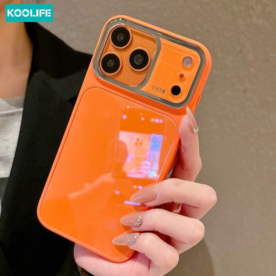 Koolife 1pc Glossy Bright Orange Solid Color Phone Case, Large Camera Window, Durable Anti-Yellowing & Impact Resistant Shell, Fashionable Daily Accessory, Compatible With Apple 17/17 Pro/17 Pro Max/16/15/14/13