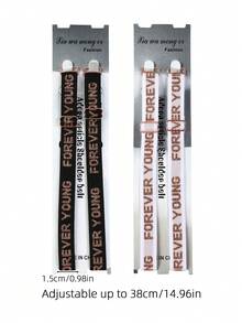 2pcs Fashion Letter Print Women's Bra Straps, Shiny Gold, Forever Young, Replacement Straps, Decorative Elastic Lingerie Accessories, Suitable For Tank Tops, Camisoles, Lace-Up Dresses, Fashion Street Style, Adjustable Non-Slip, Exquisite Straps With Gift Box - Multicolor - View 8