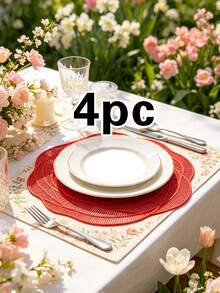 1/4/6pcs Rose Flower PVC Gold Foil Placemats & Coasters, Suitable For Home Dining Table Decor, Tea Cup Heat Insulation Pads, Protect Tabletop, Home Kitchen Tea House Coasters, Minimalist Style Coaster Holders, Wedding Valentine's Day Holiday Party Coasters - Multicolor - View 25