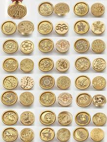 1 đầu đóng dấu bằng đồng thau (không bao gồm cán), các họa tiết bao gồm hình trái tim, động vật (mèo, ngựa, chó, ong, côn trùng), sao, trăng, thích hợp để đóng dấu lên thiệp mời cưới, phong bì và bao bì quà tặng. - mảnh đơn - Xem 1