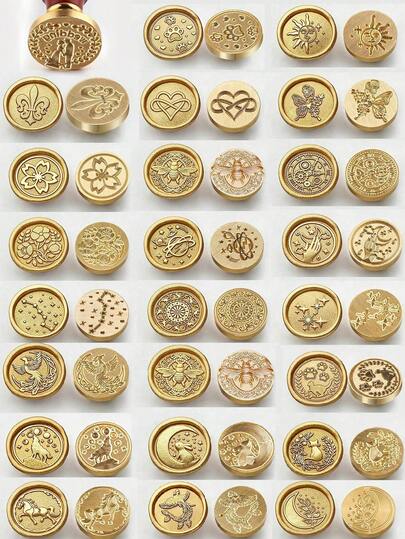 1pc Brass Stamp Head (Handle Not Included), Patterns Include Heart, Animals (Cat, Horse, Dog, Bee, Insect), Stars, Moon, Suitable For Wedding Invitations, Envelopes And Gift Packaging