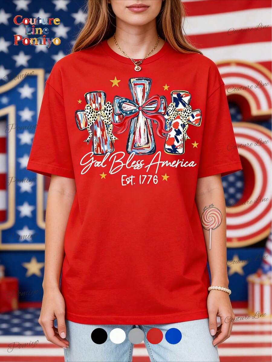 God Bless America T-Shirt, 250th Anniversary USA Commemorative Shirt, 250th Birthday Gift For America, Independence Day Commemorative Shirt, 4th Of July Unisex Plain T-Shirt - Đỏ - Xem 1