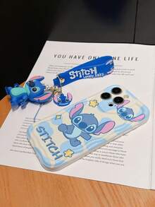 Disney Has Authorized, Phone Case - Chain Set, The Stitch Lilo & Stitch Phone Case Plus A Silicone 3D Or Fluffy Style Stitch Bracelet With Metallic Ring Removable Bracelet, Stitch And Angel Pattern, Compatible With Iphone 17/16/15/14/13/12/11/XS/XR/X Plus Pro Max, Wavy Design Phone Case For Girl, A Stylish Cartoon Summer Phone Case, The Perfect Gift Choice, Phone Protection, Durable Phone Cover, Great Gift For Friends And Family - 白色款式A - 查看 5