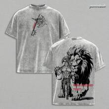 Seven Deadly Sins Escanor Oversized Tee - "Who Decided That" Pride Sin Retro Graphic Heavy Cotton Unisex Anime Streetwear Gift For Fans - Gray 2 - View 6