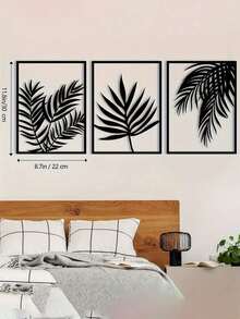 Bộ 3 tác phẩm nghệ thuật treo tường bằng kim loại đen, tranh trang trí tối giản, tác phẩm điêu khắc kim loại trừu tượng, tranh treo tường phong cách Bohemian, thích hợp cho phòng ngủ, phòng tắm, phòng khách, trong nhà và ngoài trời. - màu đen - Xem 12