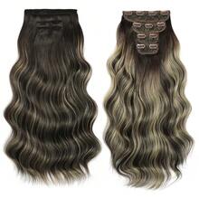 Blonde Clip In Hair Extensions Body Wave Clip In Hair Bundles 22 Inches 4 Pcs/Lot Soft Natural Heat Resistant Synthetic Hair - TTF6A-h24 - View 2