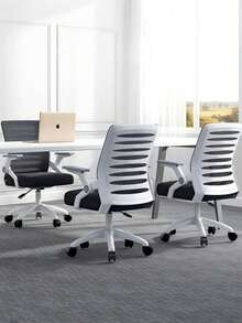Basic Economical Ergonomic Office Chair - Black and White - View 5
