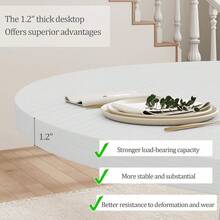 Mesa de comedor redonda moderna de 47 pulgadas para 4-6 personas - Base de pedestal de madera, tablero circular que ahorra espacio, mueble resistente para sala y cocina - Marrón/Blanco - Blanco veteado de madera - Ver 7