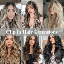 4 piezas de extensiones de cabello invisibles con clip de 14 pulgadas, onduladas y cortas, piezas de cabello natural y suave para mujeres - Multicolor - Ver 8
