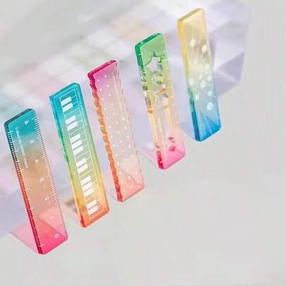5支装创意掌上尺，渐变色时尚迷你尺，便携式口袋尺，送给家人和朋友的贴心礼物