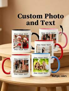 1pc Customizable Photo Mug, Personalized Photo Coffee Cup, Anniversary Mug, Housewarming Gift, Birthday Graduation Wedding Gift, Personalized Gift Suitable For All Occasions - Multicolor - View 3