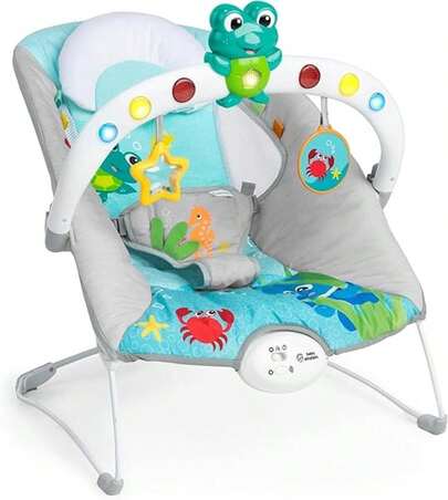 Ocean Explorers - Bouncer Asiento musical con rebote y luces para bebé, incluye juguetes colgantes, unisex, de 0 meses hasta 9 kilogramos