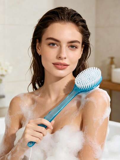 Spazzola da bagno con manico lungo, spazzola morbida per la schiena, strumento per la pulizia del bagno e della doccia, unisex