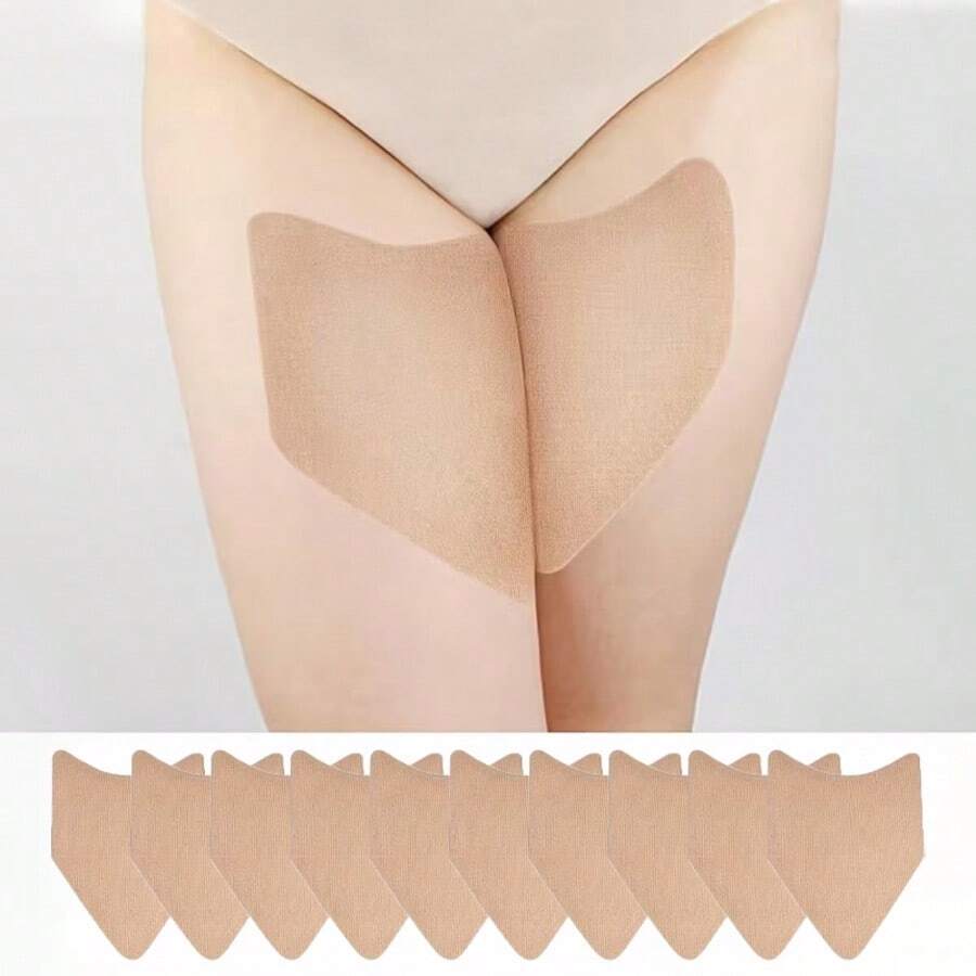10pcs Thigh Chafing Guards - Featuring A Hidden Spandex Lining To Protect Inner Thighs And Calves. Unisex Design Provides Comfortable Protection And Significantly Reduces Thigh Friction. - Apricot - View 1