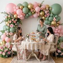 120 piezas de globos de arco en verde, rosa y dorado con globos de foil con flores y mariposas - Perfectos para una fiesta de cumpleaños con tema de florecimiento y mariposas, baby shower, revelación de género, despedida de soltera, fiesta de té en el jardín, decoración del Día de la Madre - Ver 4