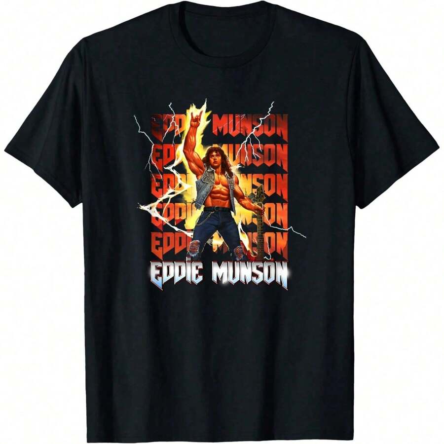 Lightning Stack T-Shirt Vintage Hawkins Grafik-T-Shirt, Sci-Fi-Horror-TV-Show-inspirierte Modeoberteile, Unisex - Schwarz - Übersicht 1