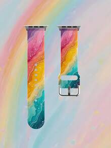 1件彩虹星系圖案軟矽膠彈性透氣舒適手環替換錶帶，適用於Apple Watch 38mm、40mm、41mm、42mm、44mm、45mm、46mm、49mm，中性時尚性感軟矽膠運動手錶錶帶，兼容 Series 11 Ultra3 SE3 Ultra2 S11 S10 SE2 9 8 7 SE 6 5 4 3 2 1 - 彩色 - 查看 10