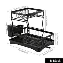 Giá phơi bát đĩa 2 tầng để bàn nhà bếp, giá để bát đĩa dung tích lớn có thể tháo rời, kèm giá đựng dao kéo và khay hứng nước, màu đen, dụng cụ sắp xếp nhà bếp. - Nhiều màu - Xem 8