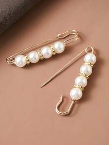 Set de 5 hebillas de cintura invisibles de perlas falsas, broche de perlas lindas ajustable para pantalones, accesorios de cinturón de broche para fijar la cintura de la ropa, evitar la exposición, unisex - Multicolor - Ver 4