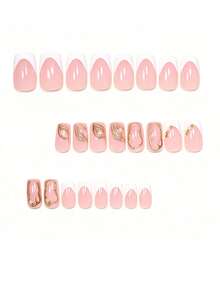 Conjunto de 24 adesivos de unhas 3D estereoscópicos, adesivos quadrados perolados para unhas francesas, unhas postiças acrílicas médias, incluindo 1 frasco de cola em gel e 1 lixa de unha, fáceis de aplicar. Esses adesivos de unhas 3D estereoscópicos são adequados para mulheres e meninas usarem no dia a dia, em festas e outras ocasiões. - Multicolorido - Ver 3