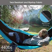 Camping Hammock With Mosquito Net Rain Fly Heavy Duty Tree Strap Nylon Parachute Single Double Hammock Tent Waterproof Rainfly Set For Camping Backpacking Backyard Patio Hiking Travel Outdoor - Blue - 查看 5