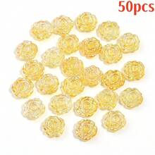 50颗亚克力涂层夜光玫瑰花珠，发光花形珠子，适用于DIY珠宝制作、手工艺品、手链、项链、耳环、创意工艺用品 - 彩色 - 查看 10