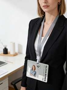 1/10 piezas Tarjeta de identificación con retrato personalizado, tarjeta de identificación laboral, credencial de conferencia, tarjeta de PVC, adecuada para el lugar de trabajo, reuniones de la empresa. Identificación, señalización de conferencias. Credenciales laborales personalizadas, personalización de doble cara - A - Ver 7