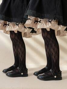 1/2 Pairs Spring/Summer Thin Breathable Girls/Kids Mesh Socks, Minimalist Fashion Cute Bow Decor Stockings, Personalized Lightweight Breathable Comfortable Style Dance Tights, Versatile For School, Performance, Party, Casual, Holiday Gift, Daily Wear - Black - View 10