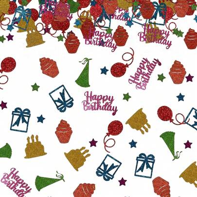 200/100 piezas de Confeti brillante de colores, sopladores de fiesta de cumpleaños, decoraciones de tarta de cumpleaños mixtas, decoraciones de helado, adecuados para la decoración de la mesa de fiesta de cumpleaños