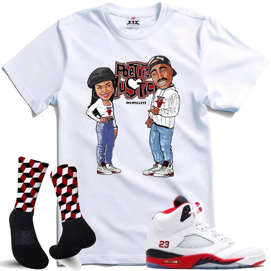 Custom Matching FDATT T-Shirts For The 5 Fire Red Black Tongue - 款式 - 查看 1
