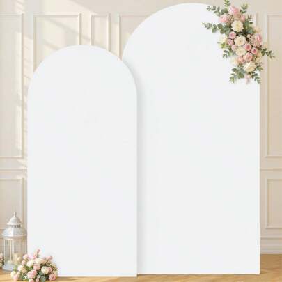 2pcs Polyester Wedding Arch Draping Covers, Double-Sided Stretch Fabric Backdrop For Ceremony, Bridal Shower, Birthday, Housewarming, Graduation - Multipurpose Decor For Christmas, Halloween, Thanksgiving, New Year - No Electricity Needed, Wedding Decorations