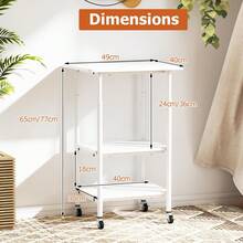 3-Tier Mobile Printer Stand Height Adjustable Wooden Storage Cart For Home Office - White - View 4