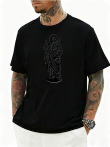 Gioso, High-Quality Print, Crew Neck, Relaxed Fit, Unisex, Breathable, Versatile, Machine Washable, Comfortable, Sizes S To 3XL, Daily Use, Casual, Sporty, Summer Essential - 黑色 - 查看 2