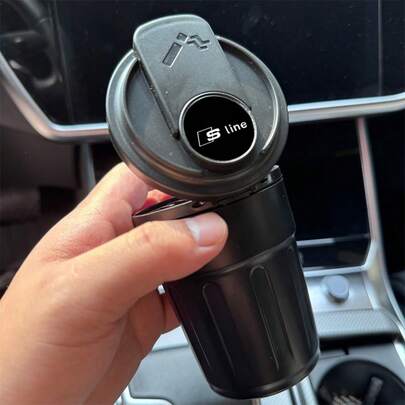 For Audi S Line A3 A4 A5 A6 A7 A8 S3 S4 S5 S6 S7 Universal Car Ashtray - Suitable For Most Vehicle Cup Holders, With A Lid To Prevent Dust From Flying. The Interior Is Made Of Metal, The Outer Shell Is Made Of ABS Material