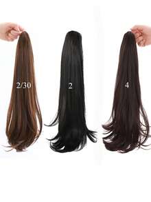 Extensiones de cabello con cola de caballo y pinza, cabello largo y liso con un ligero rizo, pieza de cabello sintética suave y natural con clip - Multicolor - Ver 3