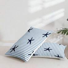 Juego de ropa de cama de 3 piezas con impresión digital de alta definición, juego de funda nórdica con diseño de estrella de mar y rayas, incluye 1 funda nórdica + 2 fundas de almohada, adecuado para dormitorio, habitación de invitados, decoración del hogar, funda nórdica + fundas de almohada de poliéster, ultra suave, transpirable para todas las estaciones, lavable a máquina - BTTJ-SMDM - Ver 7